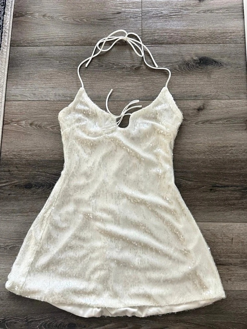 Princess Polly Moonchild Sequin Halter Minidress White Size 6